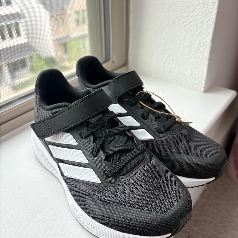 Adidas Black and White Sneakers with Mesh Upper